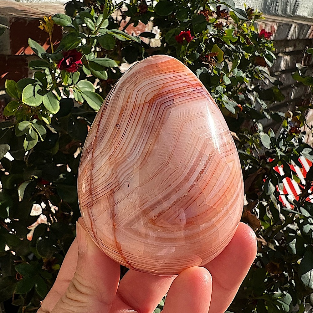 Pink Carnelian Egg Carving